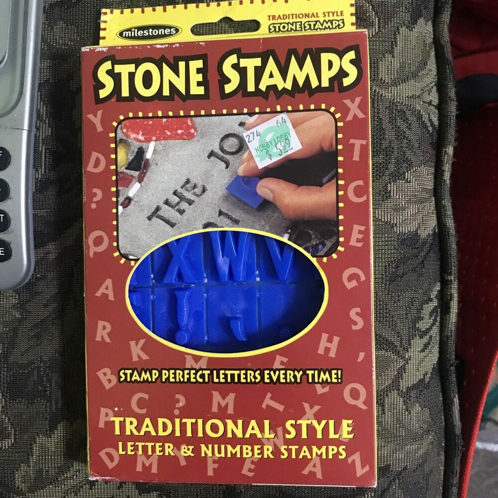 Milestones Stone Stamps Blue Traditional Style Letter and Number Set